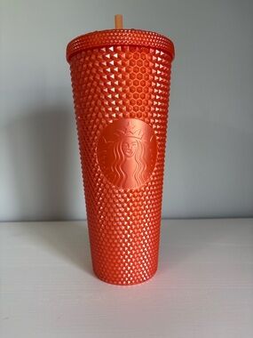 Starbucks 2022 Fall Pearl Orange Studded Venti Tumbler 24oz - Rare Bling
